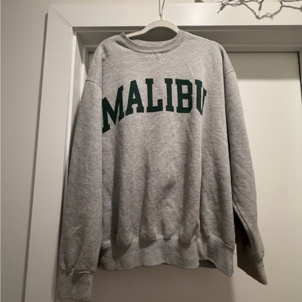 Brandy Melville Gray Crewneck Sweatshirt small hole in neck and tiny red stain